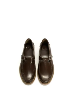 Moccasin T-Bar Loafers, Brown, 42