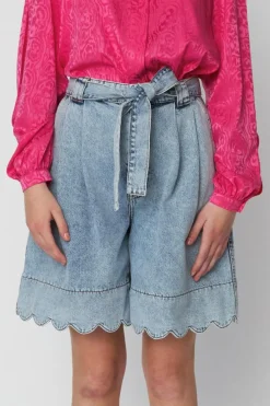 Moon Washed Denim Shorts, Denim Moon Wash, 34