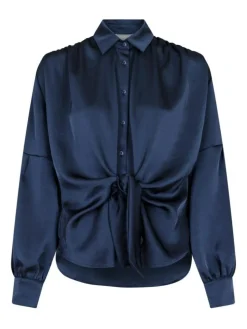 Naja Satin Skjorte, Midnight Blue, 36