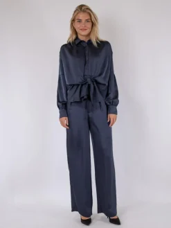 Naja Satin Skjorte, Midnight Blue, 36
