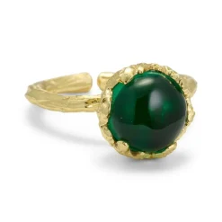 Natursten Ring, Gold Plated Green