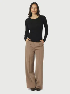 Nella Fine Rib Bluse, Black, 38