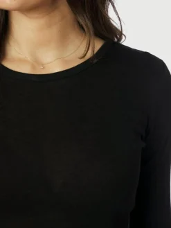 Nella Fine Rib Bluse, Black, 38
