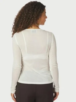 Nella Fine Rib Bluse, White, 38