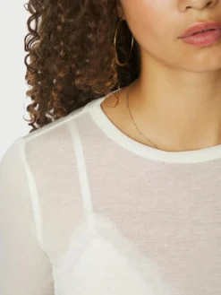 Nella Fine Rib Bluse, White, 38