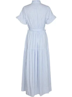 Nessie Stripe Kjole, White/Light Blue, 36