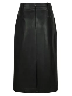 Nettie Faux Leather Nederdel, Black, 34