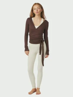 Nia Jersey Wrap Bluse, Chocolate Brown, 34