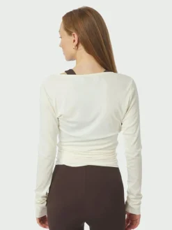 Nia Jersey Wrap Bluse, Ivory, 38