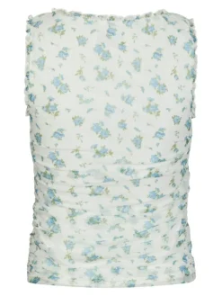 Nicolla Mesh Botanical Top, Light Blue, 38