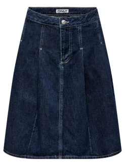Nina Pleated Nederdel, Dark Blue Denim, XS