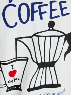 Nina T-shirt, Bright White But First Coffee, L