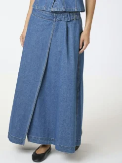 Nina Wrap Denim Nederdel, Blue, 34