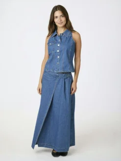 Nina Wrap Denim Nederdel, Blue, 34