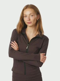 Nolana Zip Bluse, Chocolate Brown, 36