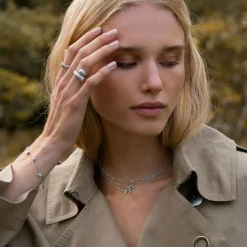 Ocean Flow Duo Ring, Silver, 56