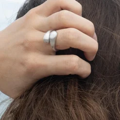 Ocean Flow Duo Ring, Silver, 56