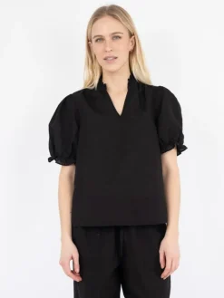 Odesa Linen Bluse, Black, 38
