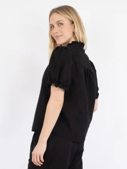 Odesa Linen Bluse, Black, 38