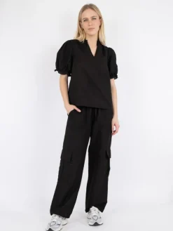 Odesa Linen Bluse, Black, 38