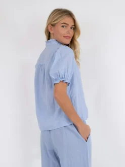 Odesa Linen Bluse, Light Blue, 40