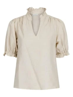Odesa Linen Bluse, Sand, 36