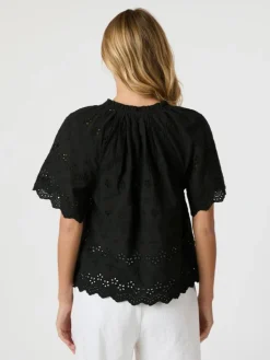 Odet Embroidery Bluse, Black, 38