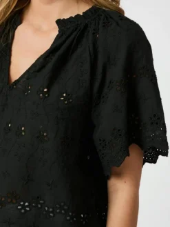 Odet Embroidery Bluse, Black, 38