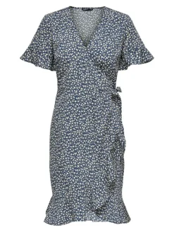 Olivia Wrap Kjole, Blue Mirage, 34