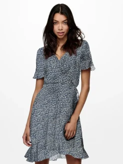 Olivia Wrap Kjole, Blue Mirage, 34