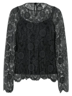 Olline Lace Bluse, Black, L