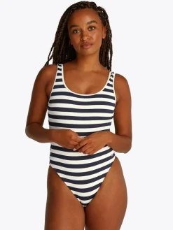 One Piece Badedragt, Stripe Dark Night Navy/Ivory, L