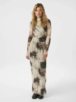 Onessa Faded Mesh Kjole, Dusty Brown, 40