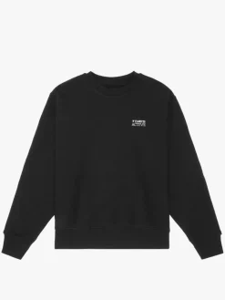 Organic Fitted Crewneck Sweatshirt, Black, M