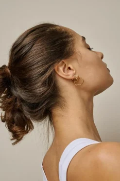 Organic Heart Small Øreringe, Gold Plated