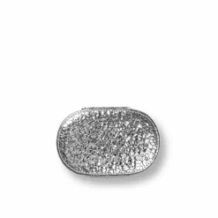 Oval Glitter Smykkeskrin, Silver