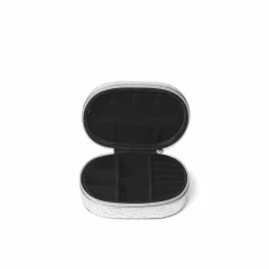 Oval Glitter Smykkeskrin, Silver