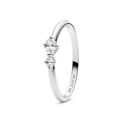 Ovale Due Ring, Silver, 56