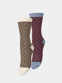 2-pak Strømper, Fig/Pine, One size