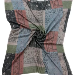 Patchwork Tørklæde, Grey/Camel