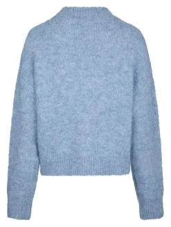 Paulina Fluffy Knit Striktrøje, Dusty Blue, 38