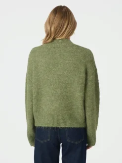 Paulina Fluffy Knit Striktrøje, Dusty Green, 40