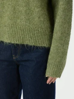 Paulina Fluffy Knit Striktrøje, Dusty Green, 40