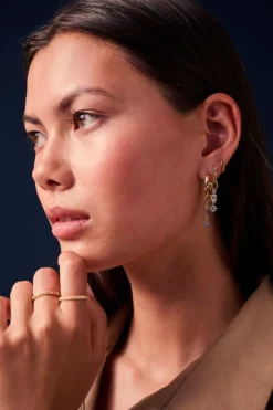 Pendolo Tre Ørerings Vedhæng, Guld/Hvid