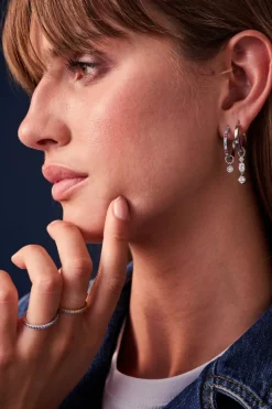 Pendolo Tre Ørerings Vedhæng, Sølv/Hvid