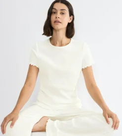 Pointelle Top, Silk White, 36