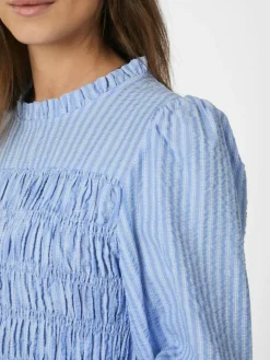 Possa Twist Stripe Bluse, Light Blue, 34