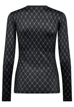 Printed Bluse, Black/Grey, S