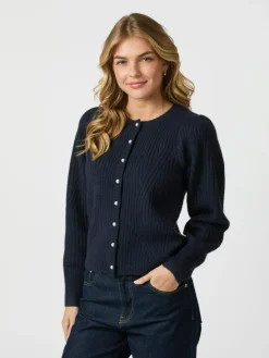 Puli Knit Cardigan, Navy, 36