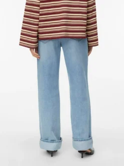 Rena Wide Fold Up Jeans, Light Blue Denim, W32/L32